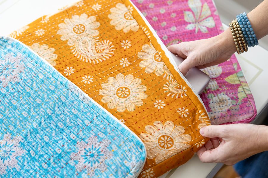 Recycled Kantha Laptop Bag Large