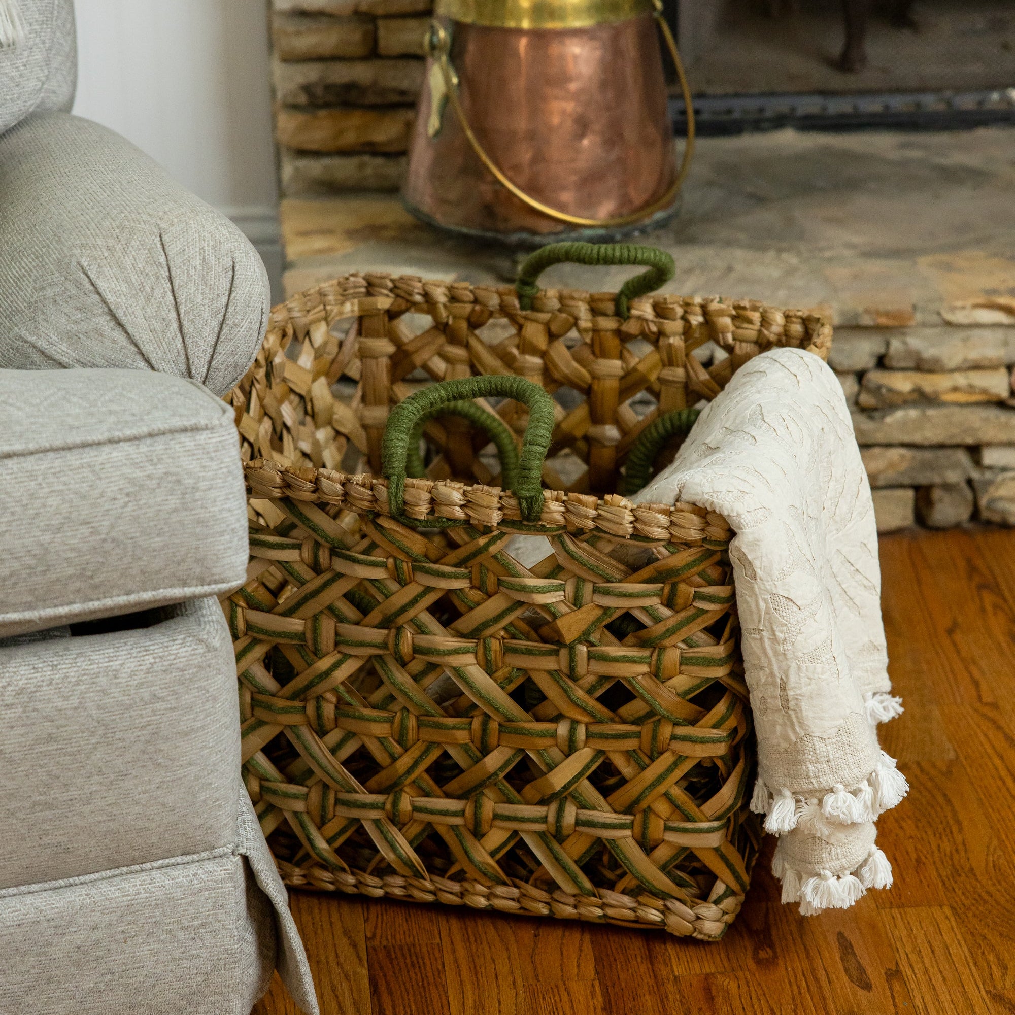 Evergreen Handwoven Storage Basket-Large