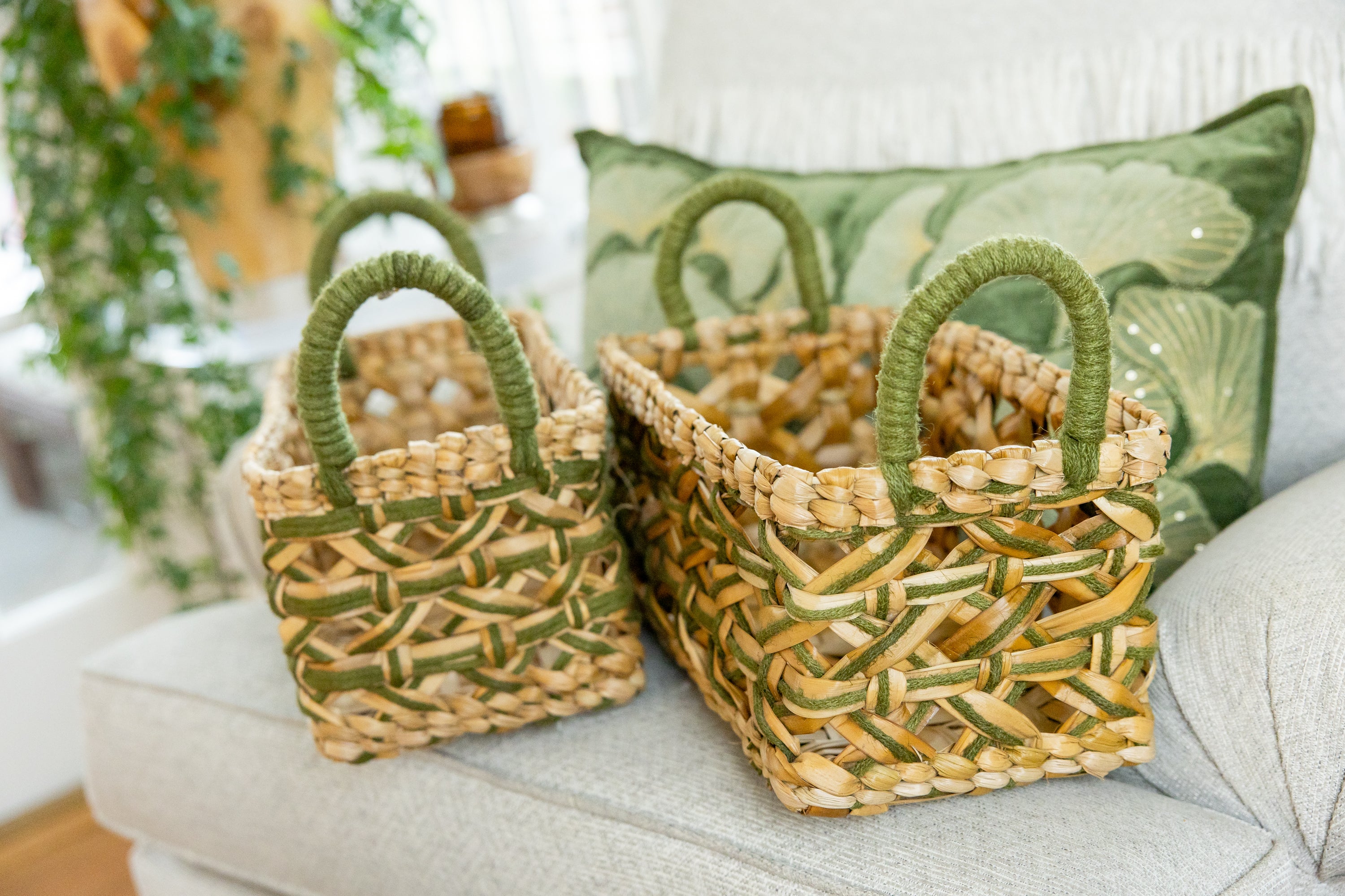 Evergreen Handwoven Storage Basket-Small