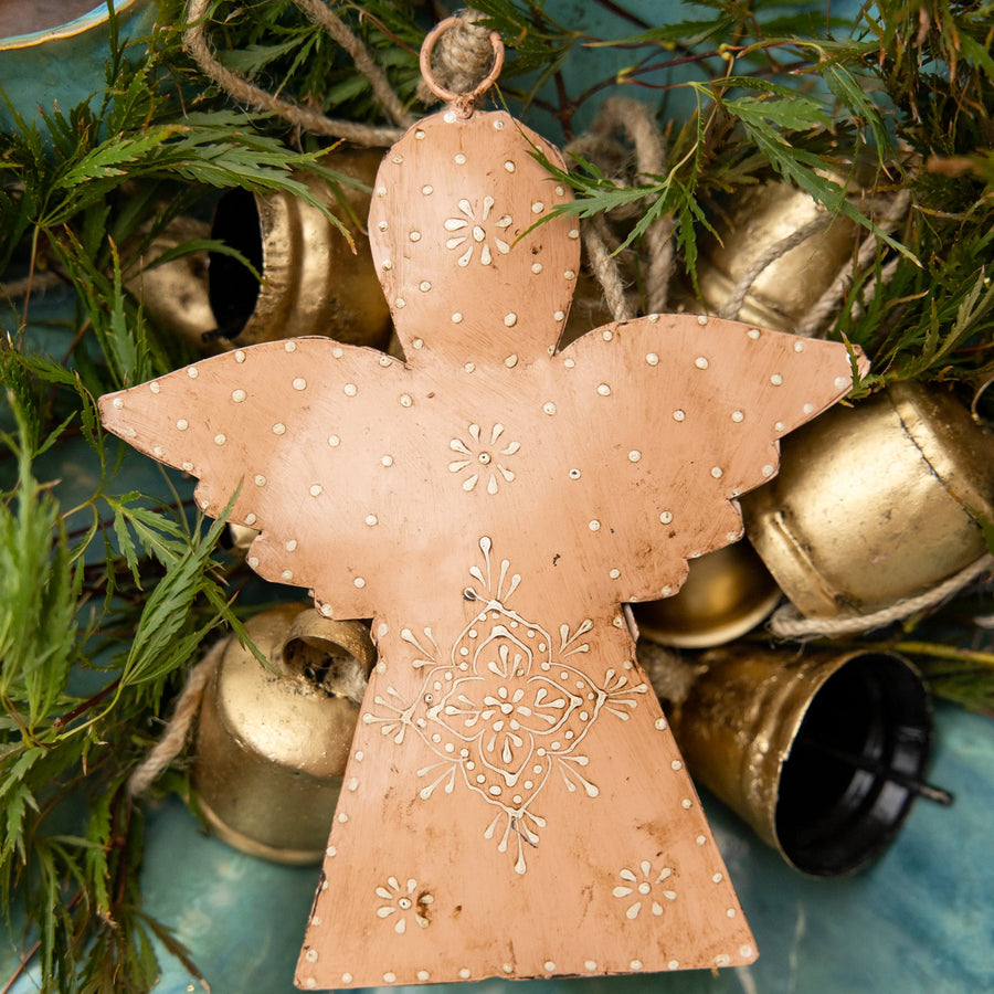 Large Peach Hanging Angel