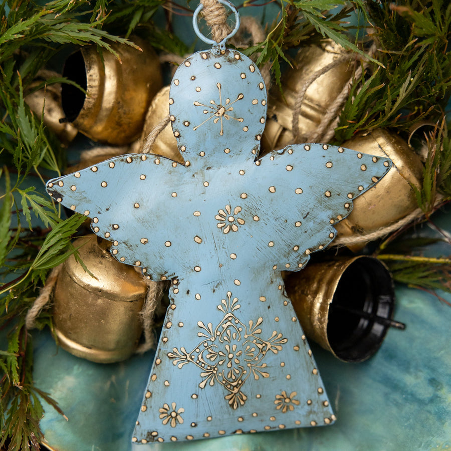 Large Blue Hanging Angel