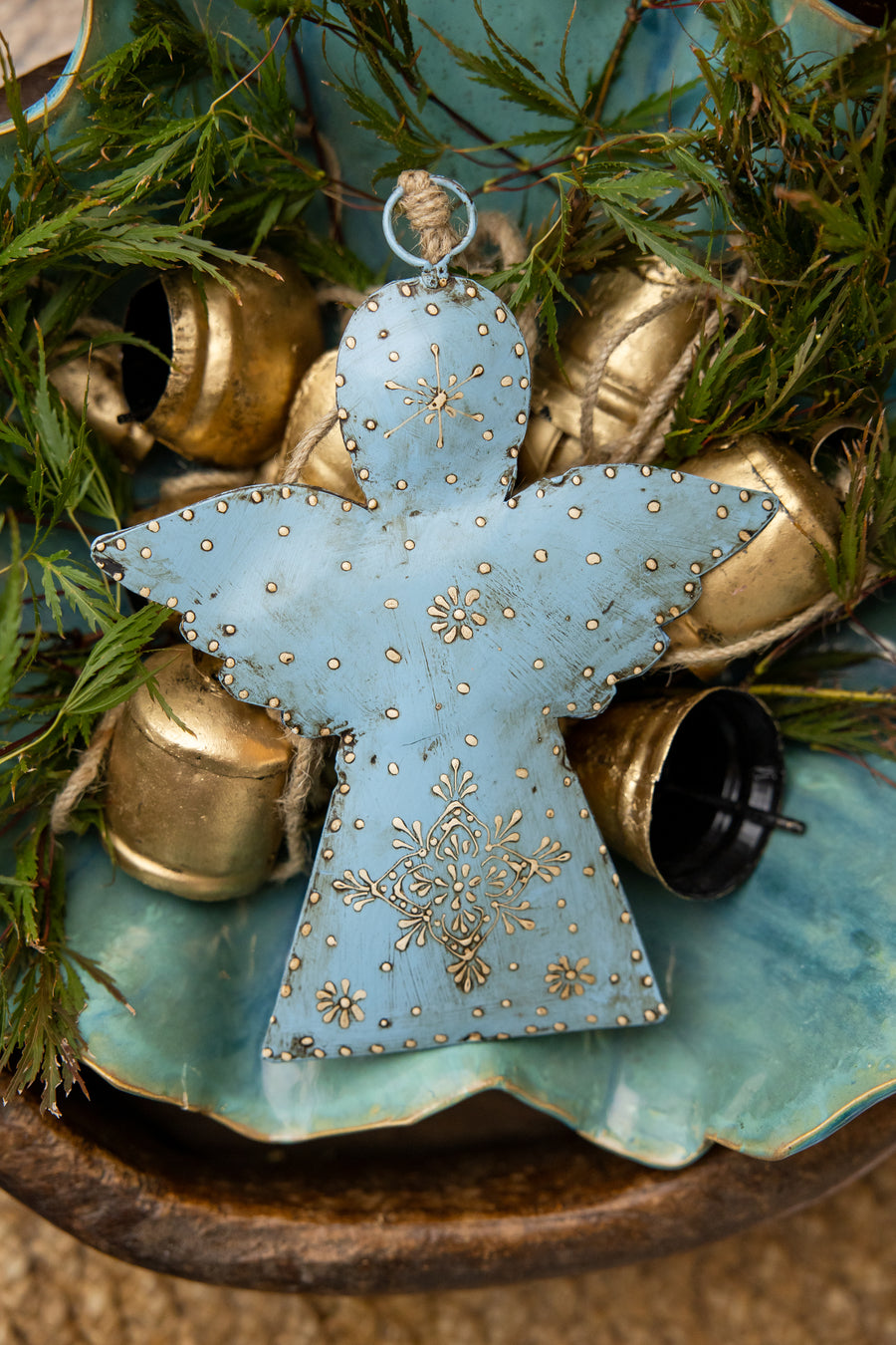 Large Blue Hanging Angel