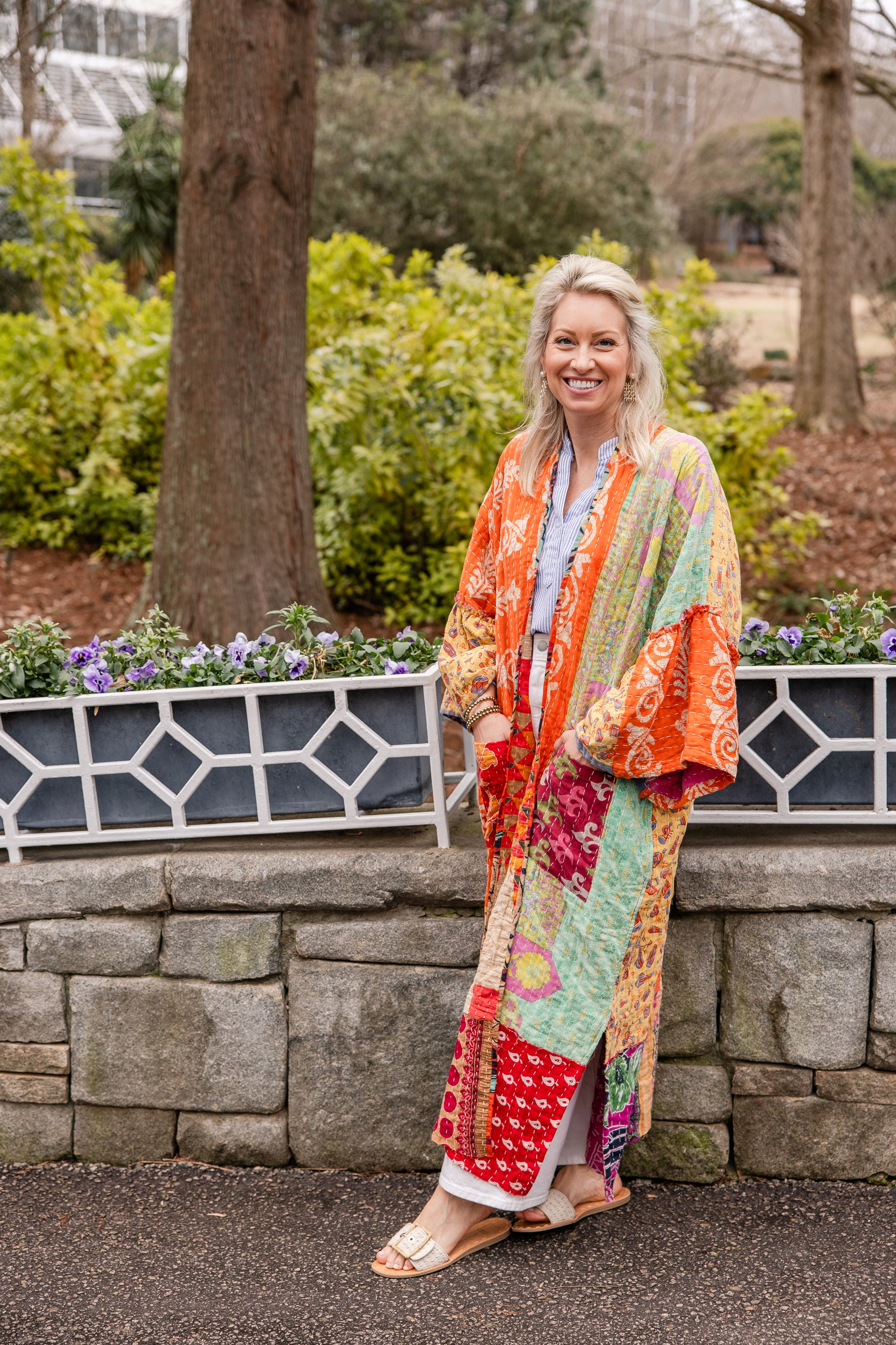 Reversible Kantha Kaftan Full Length