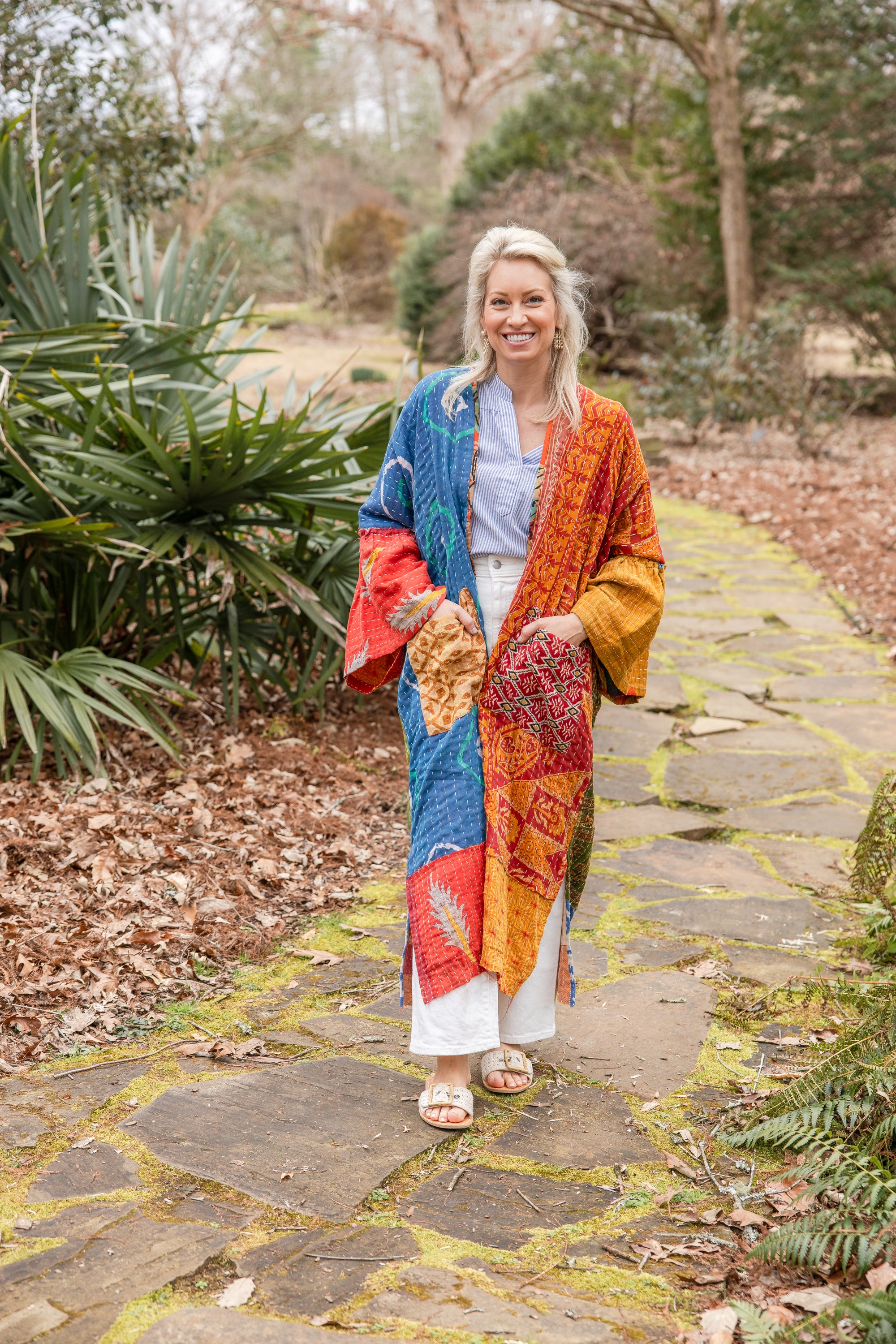 Reversible Kantha Kaftan Full Length