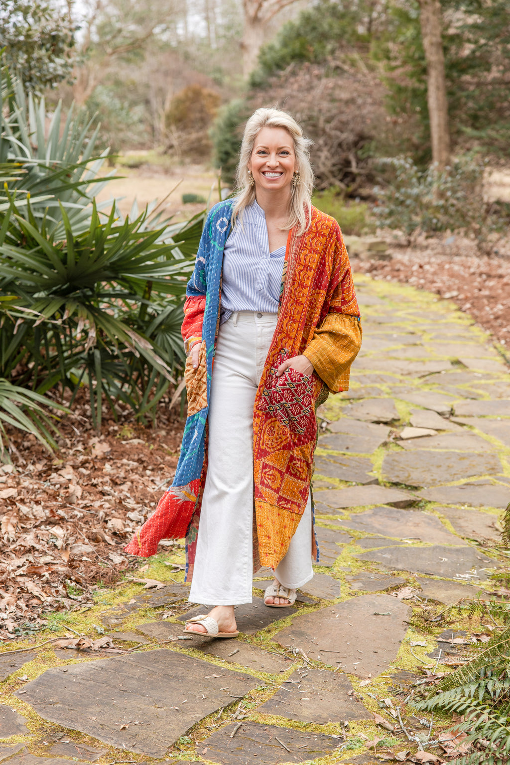 Reversible Kantha Kaftan Full Length