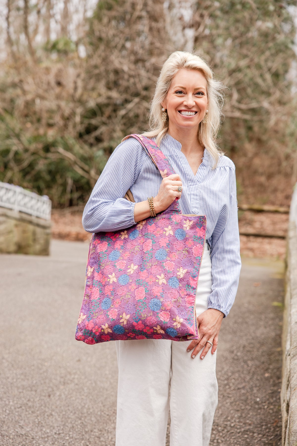 Everyday Tote- Magenta Bloom