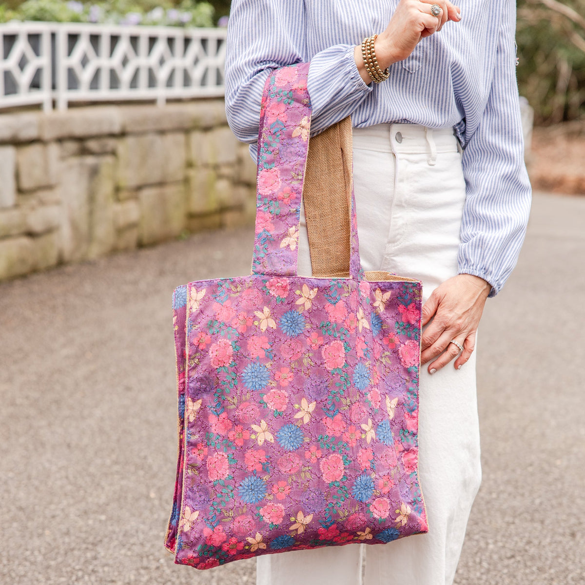 Everyday Tote- Magenta Bloom
