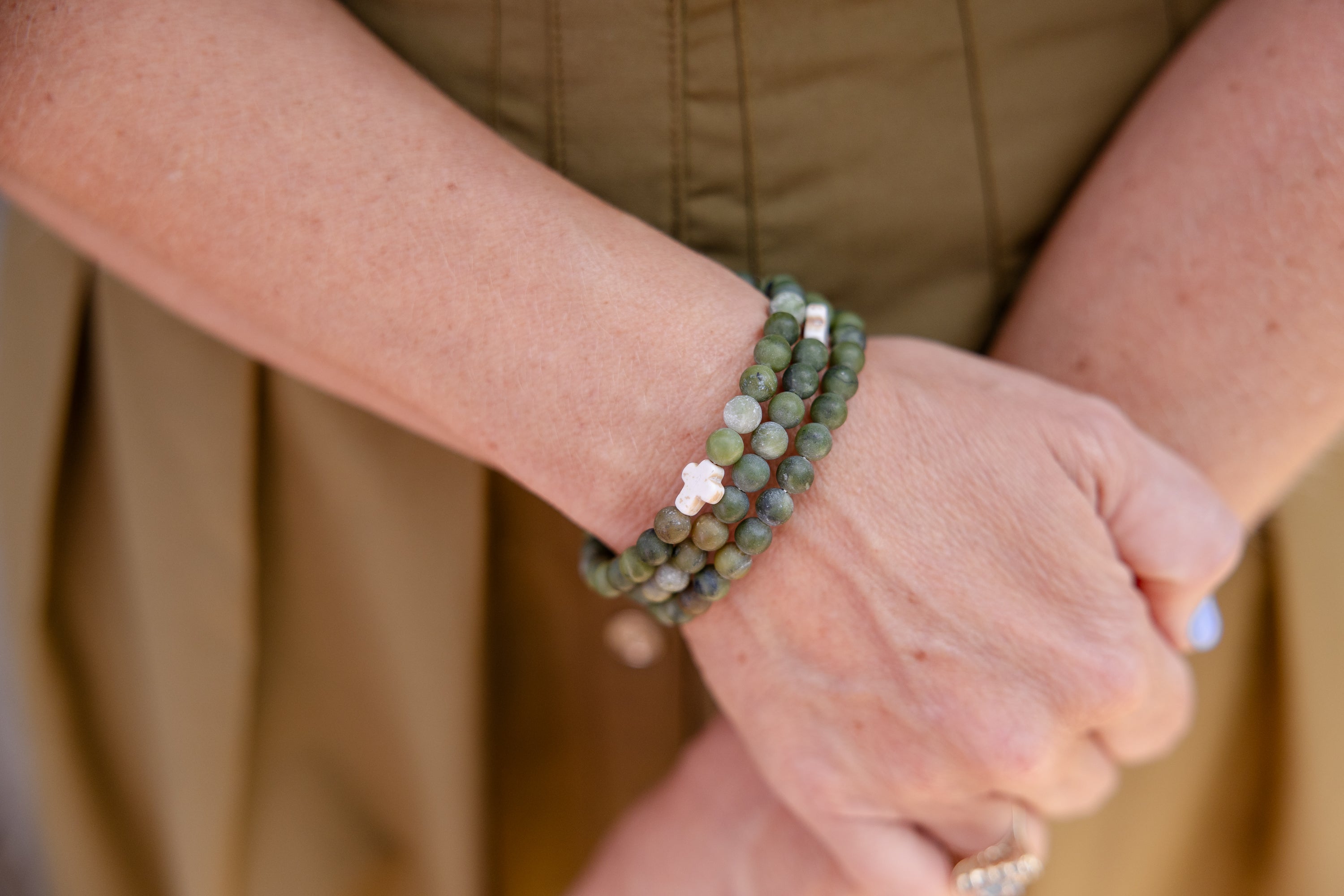 Good Money Bracelet – Olive Cross Wrap