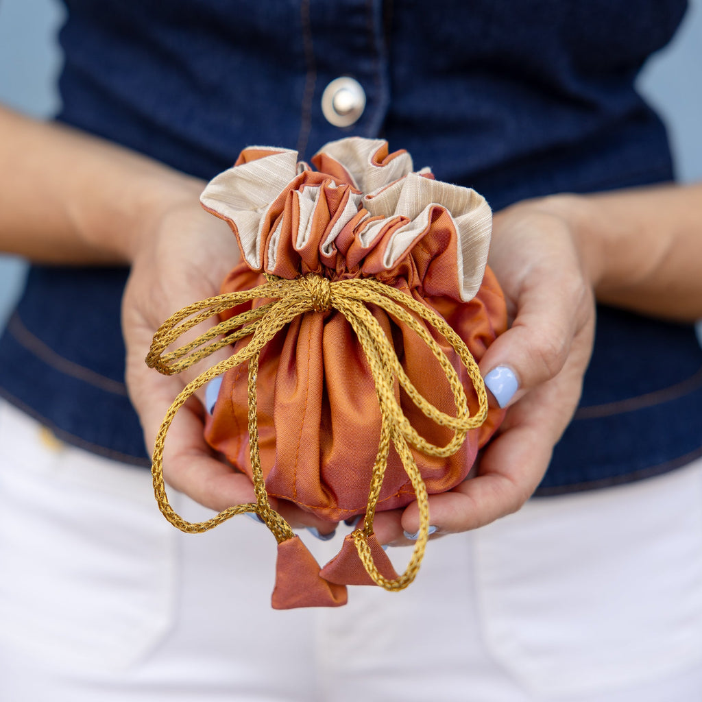 Peach/Linen Travel Jewelry Bag- Medium