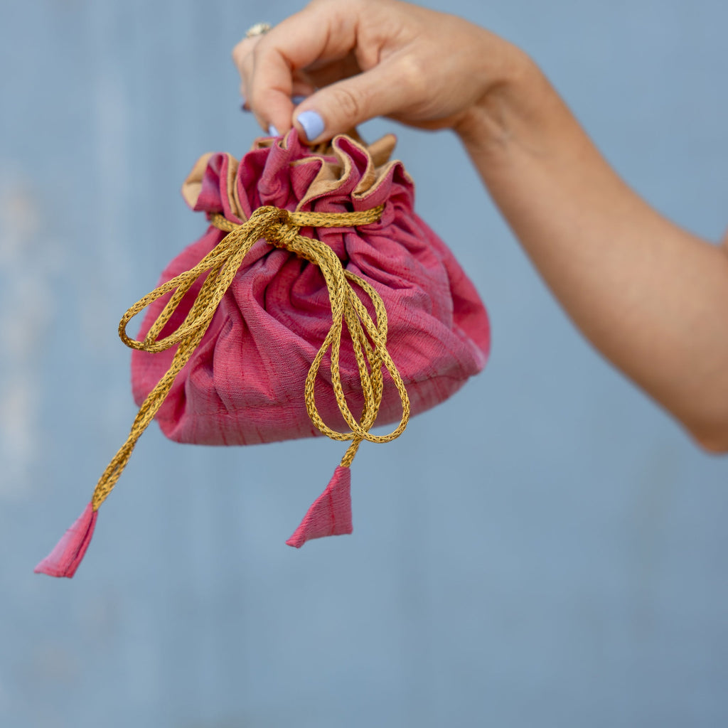 Rhubarb/Champagne Travel Jewelry Bag- Large
