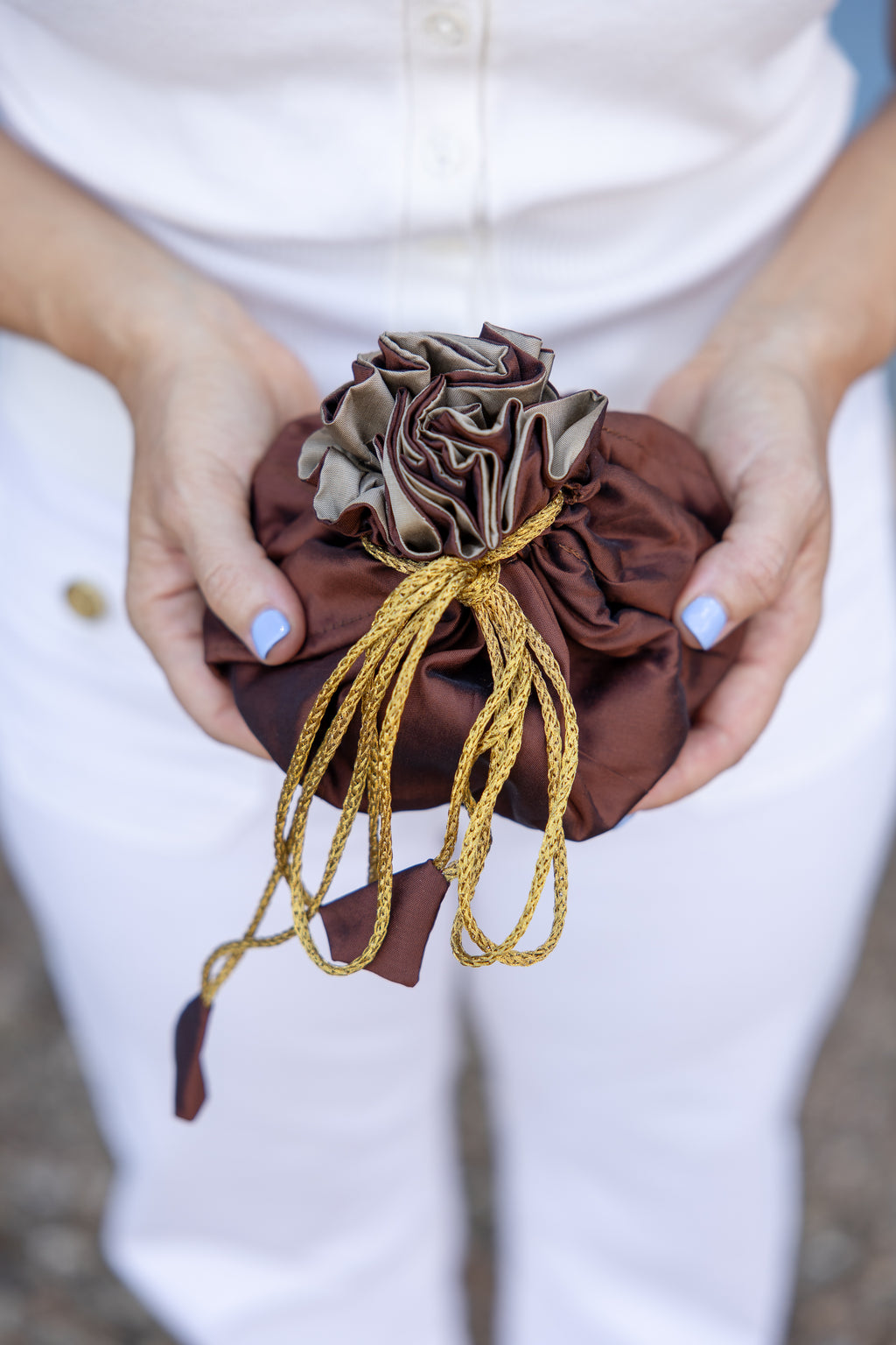 Cocoa/Taupe Travel Jewelry Pouch-Medium