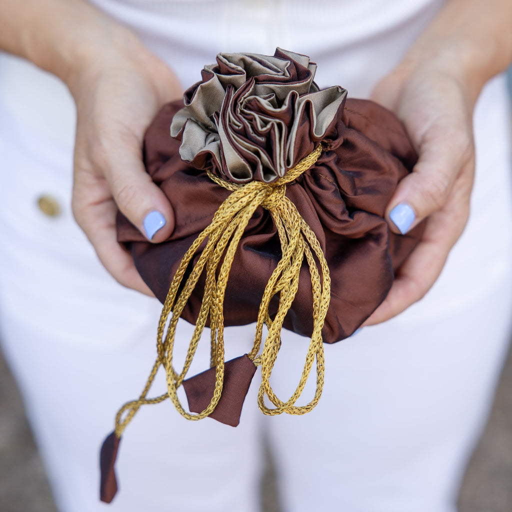 Cocoa/Taupe Travel Jewelry Bag- Large