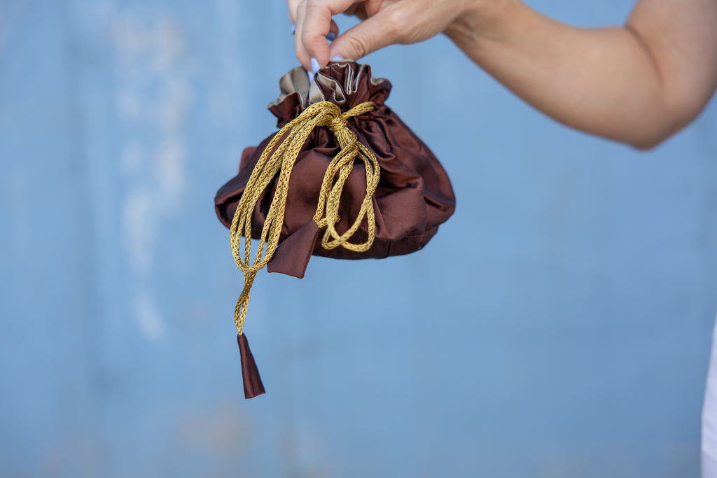 Cocoa/Taupe Travel Jewelry Pouch-Medium