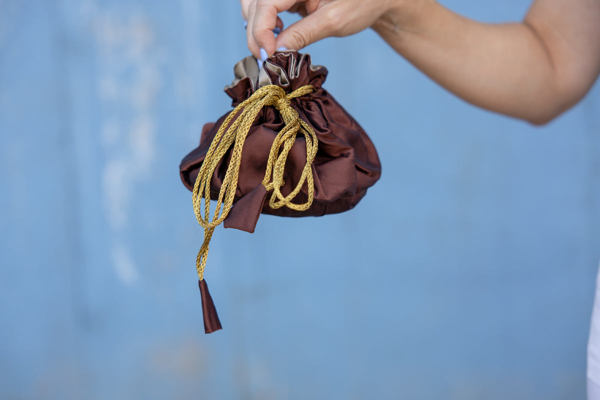 Cocoa/Taupe Travel Jewelry Pouch-Medium