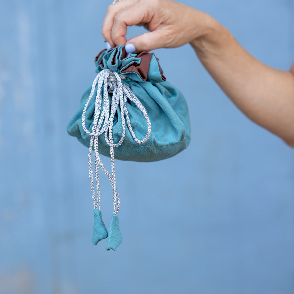 Aegan/Cocoa Travel Jewelry Pouch-Medium