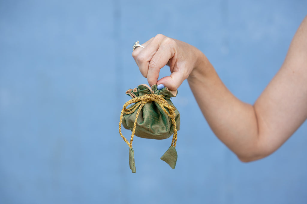 Moss/Champagne Travel Jewelry Bag-Small