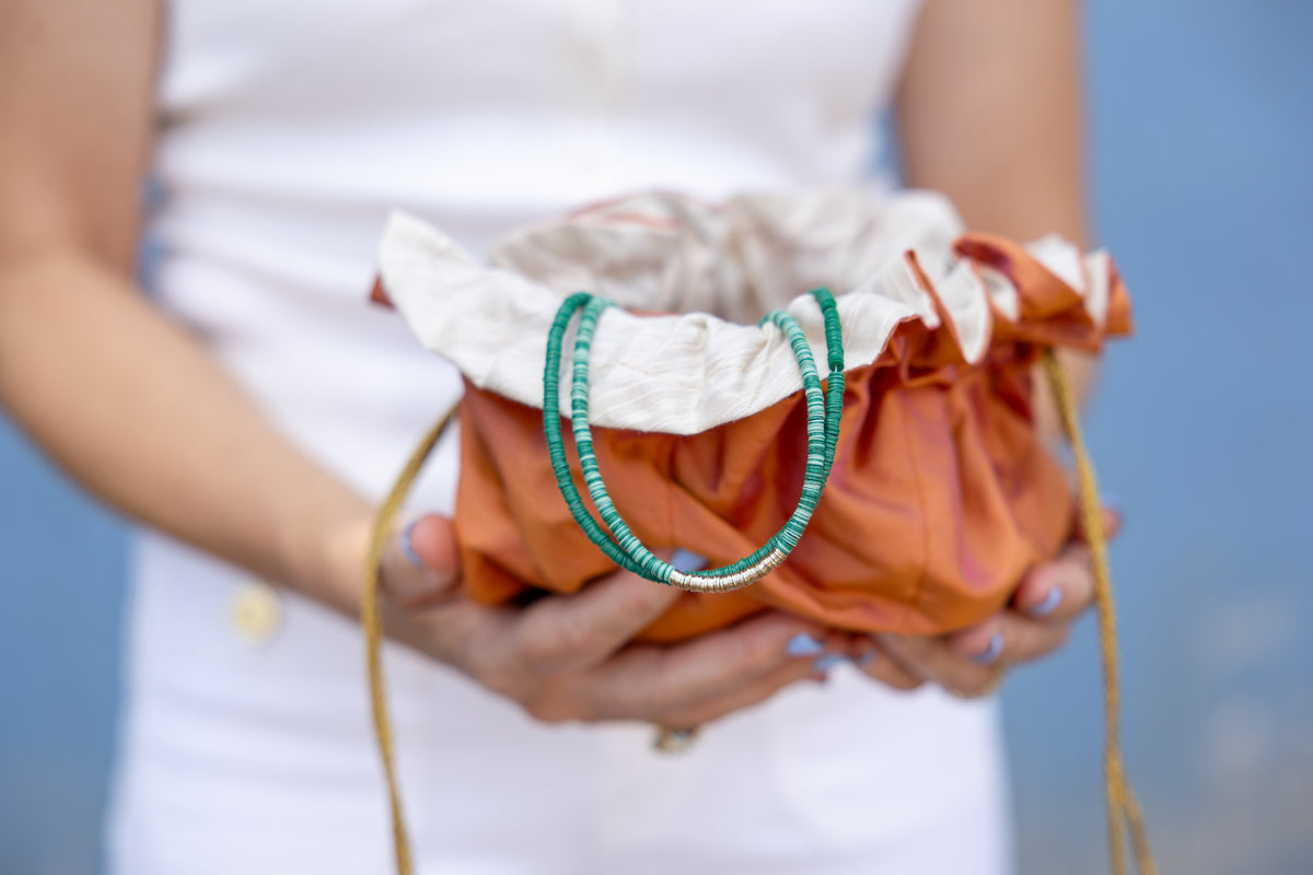 Peach/Linen Travel Jewelry Bag- Large