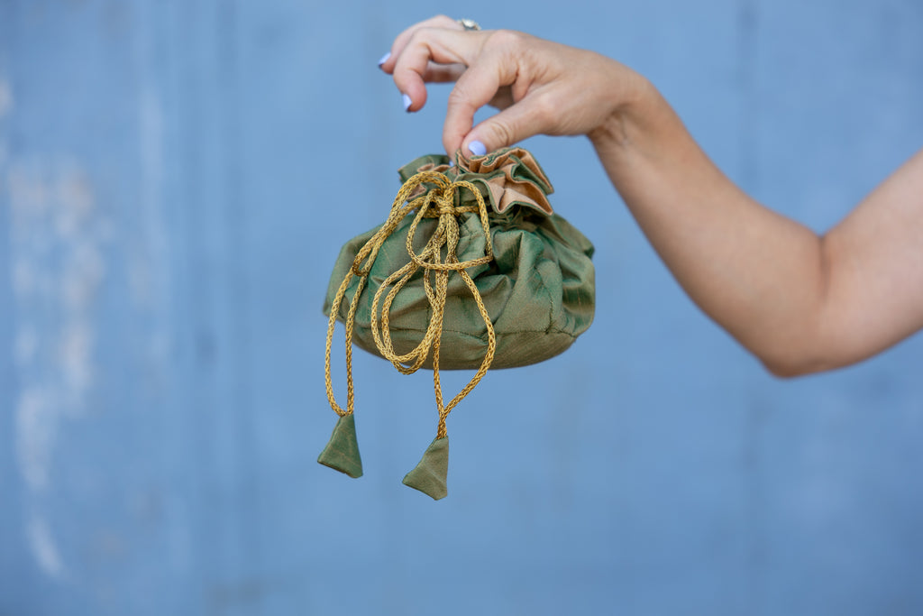 Moss/Champagne Travel Jewelry Bag- Large