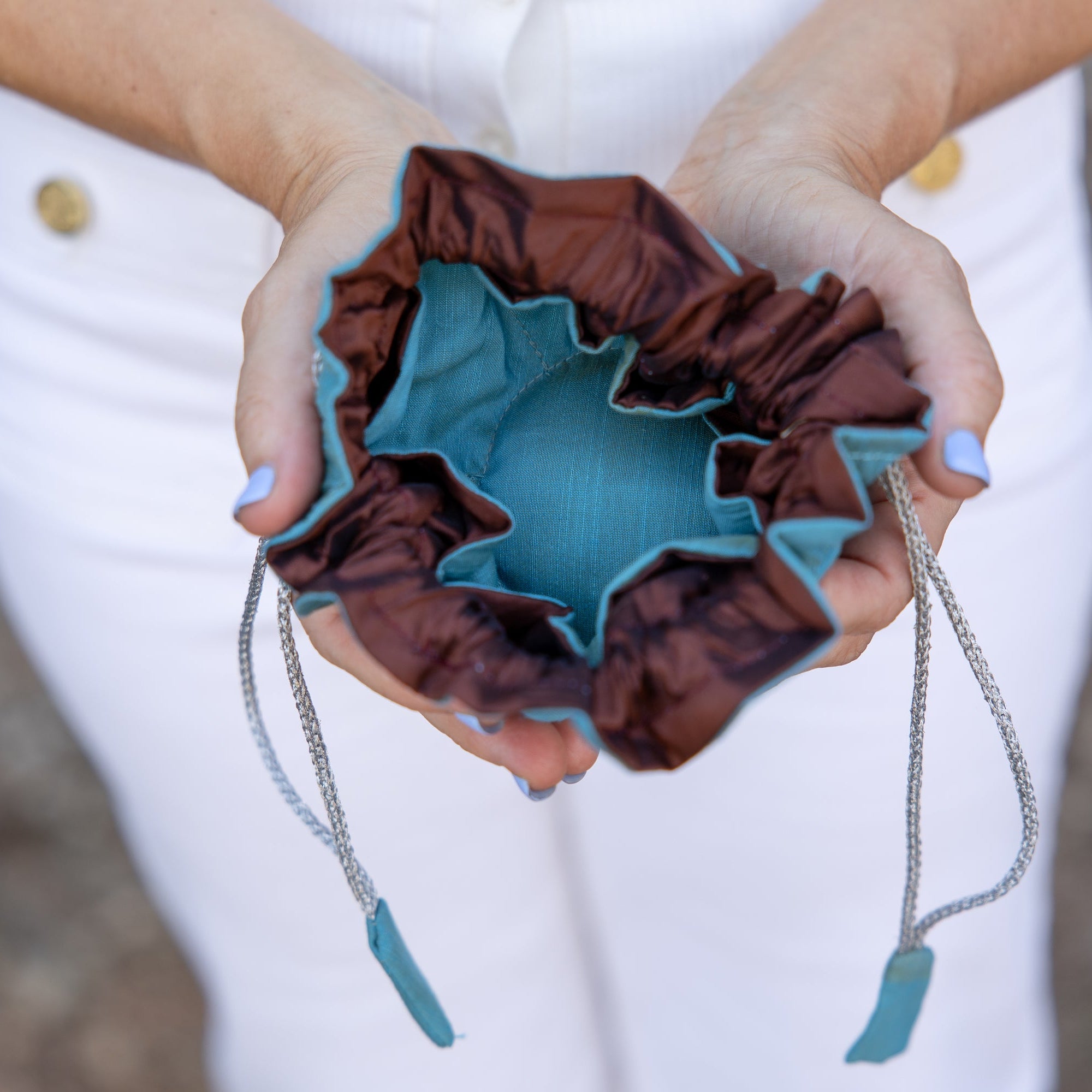 Aegan/Cocoa Travel Jewelry Bag- Small