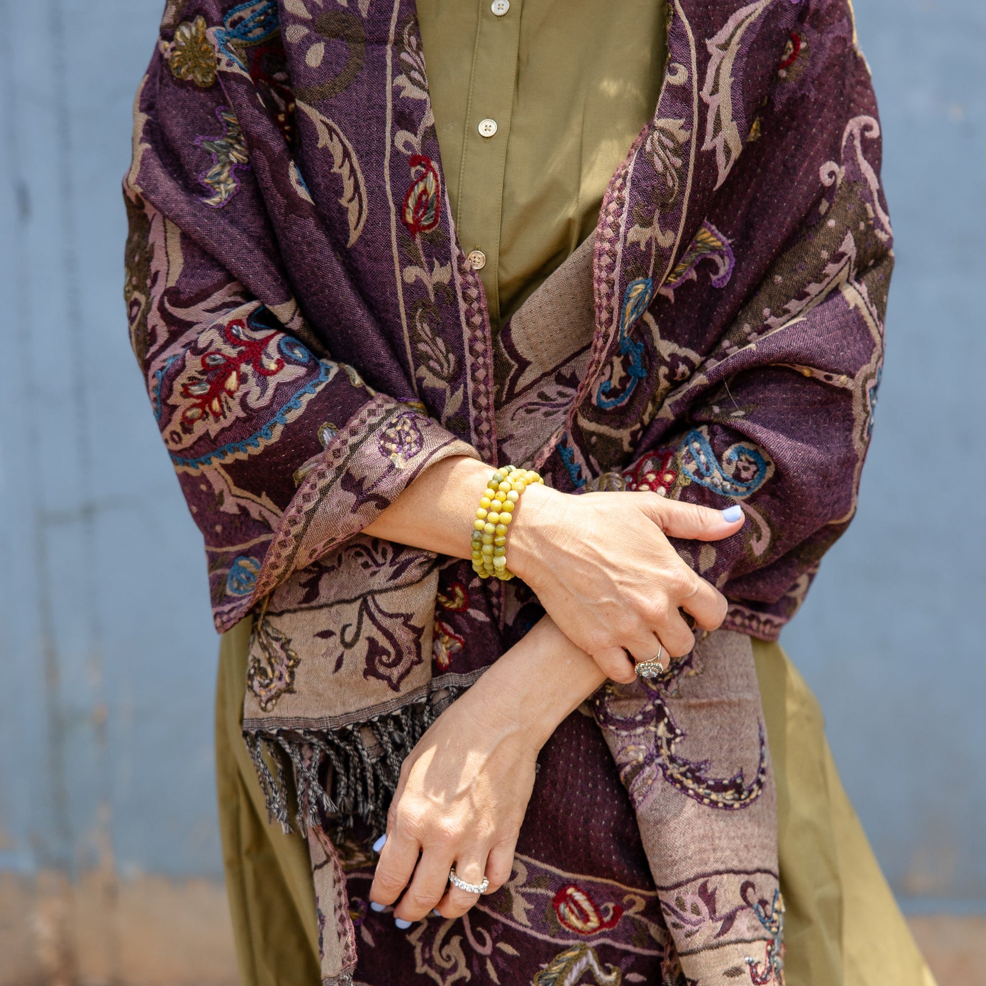 Woven Embroidered Wool Wrap