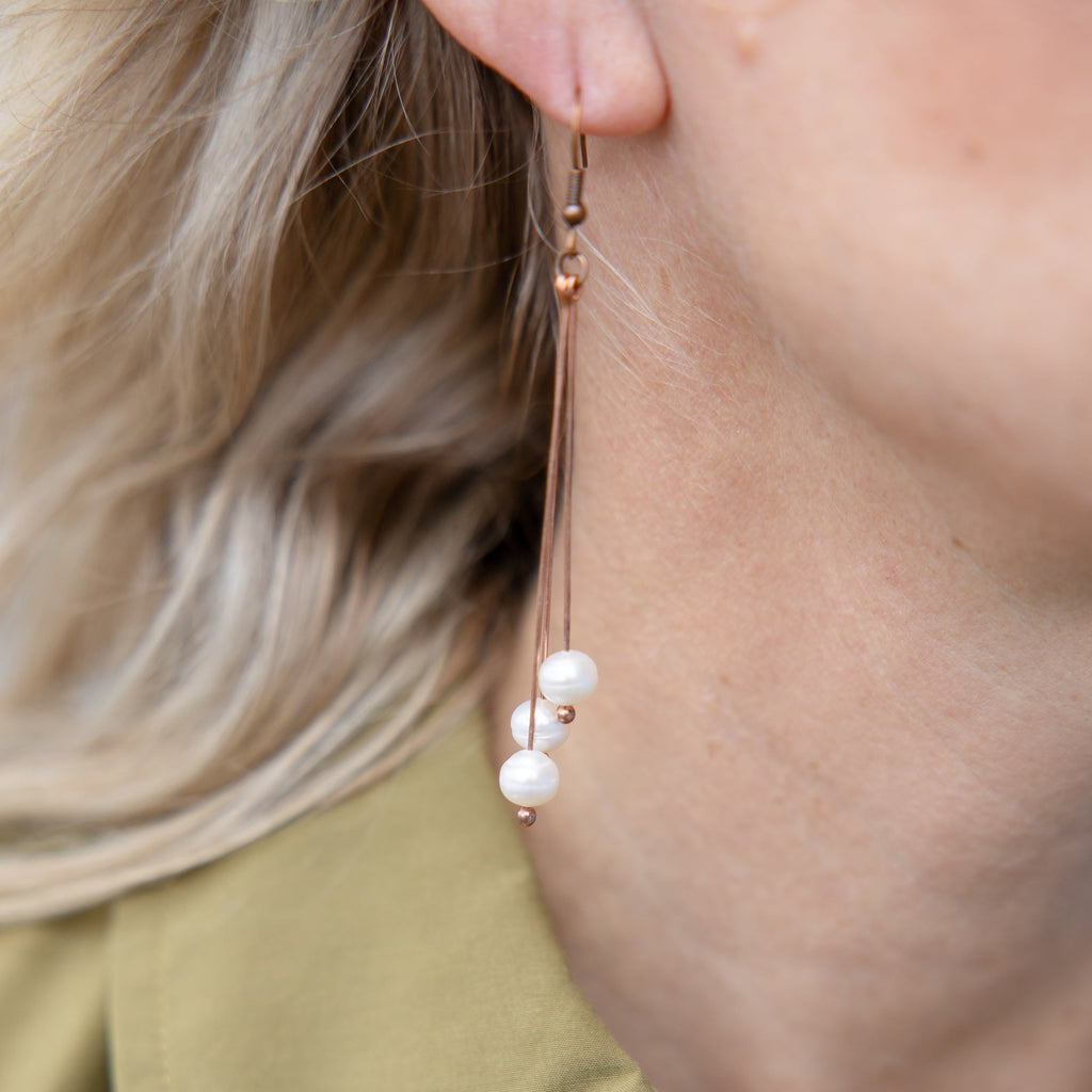 Shooting Star Pearl Earrings -Copper