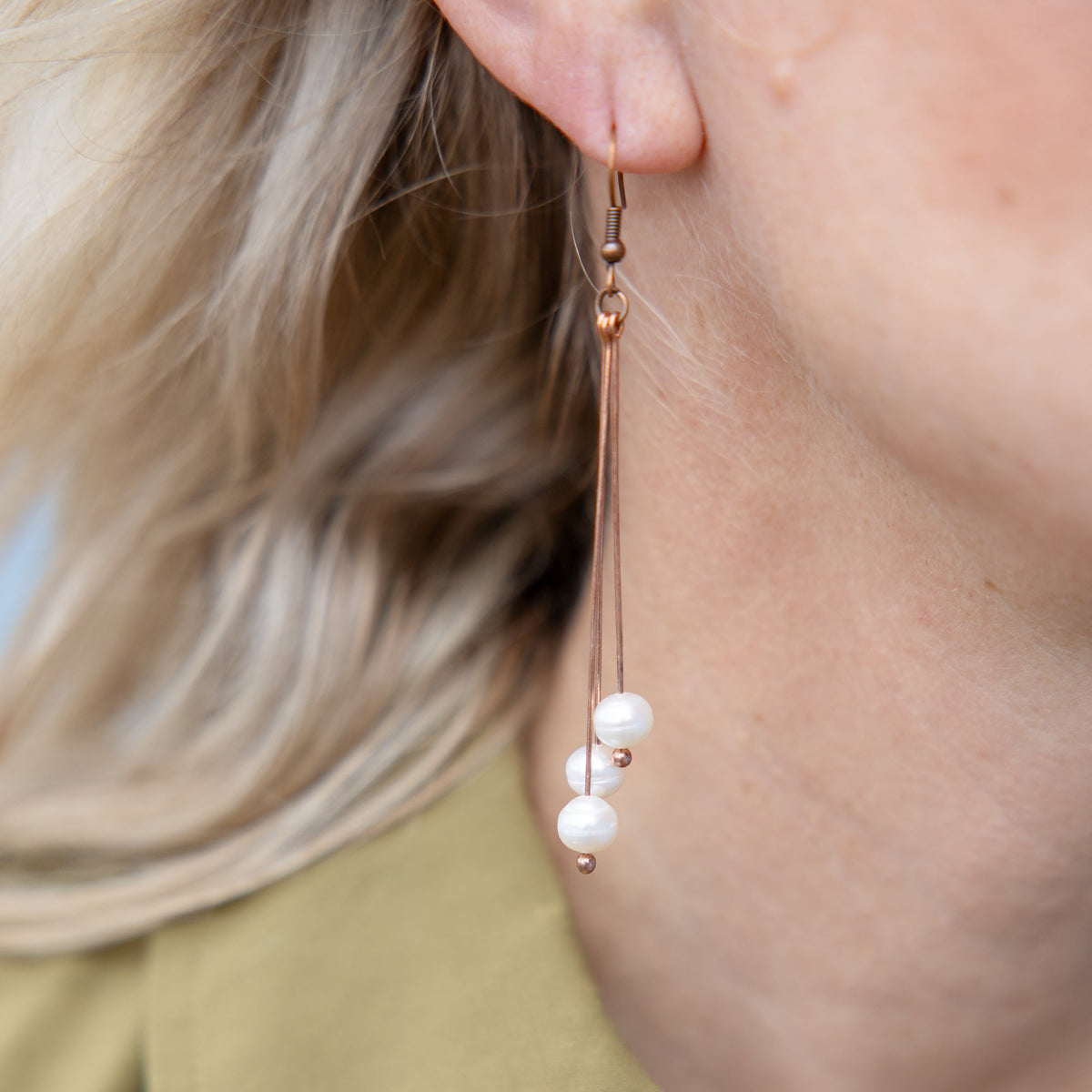 Shooting Star Pearl Earrings -Silver