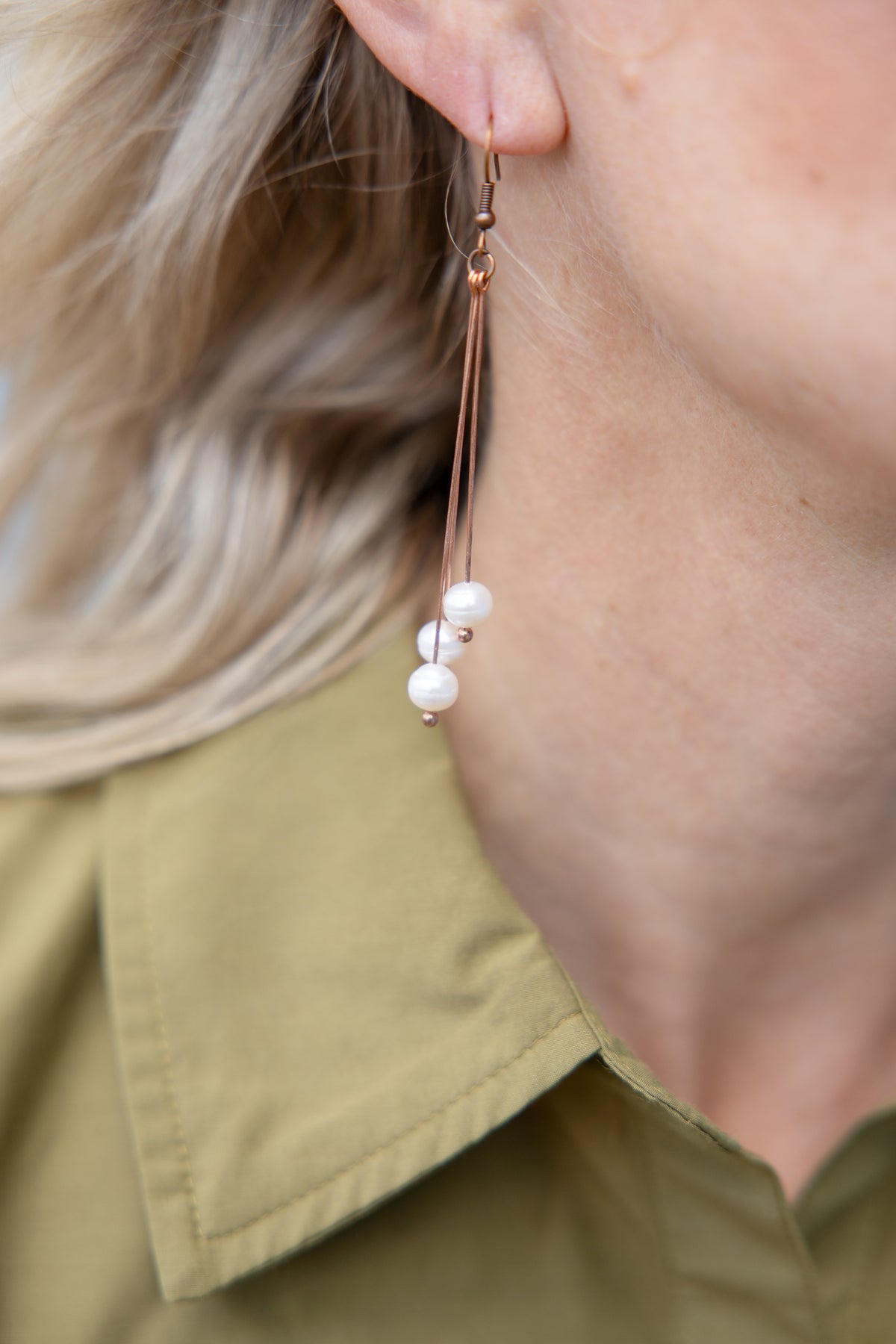 Shooting Star Pearl Earrings -Copper