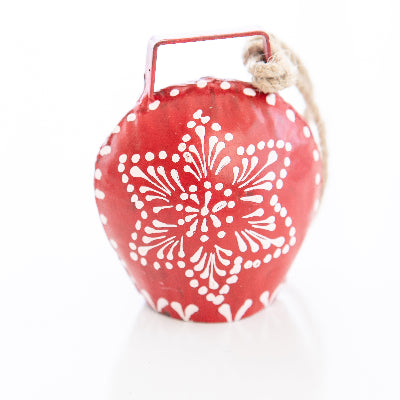 Holiday Hand Painted Red Cow Bell