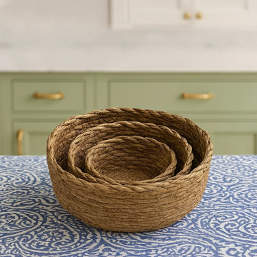 Hand-Stitched Hogla Basket-Nesting Set of 3
