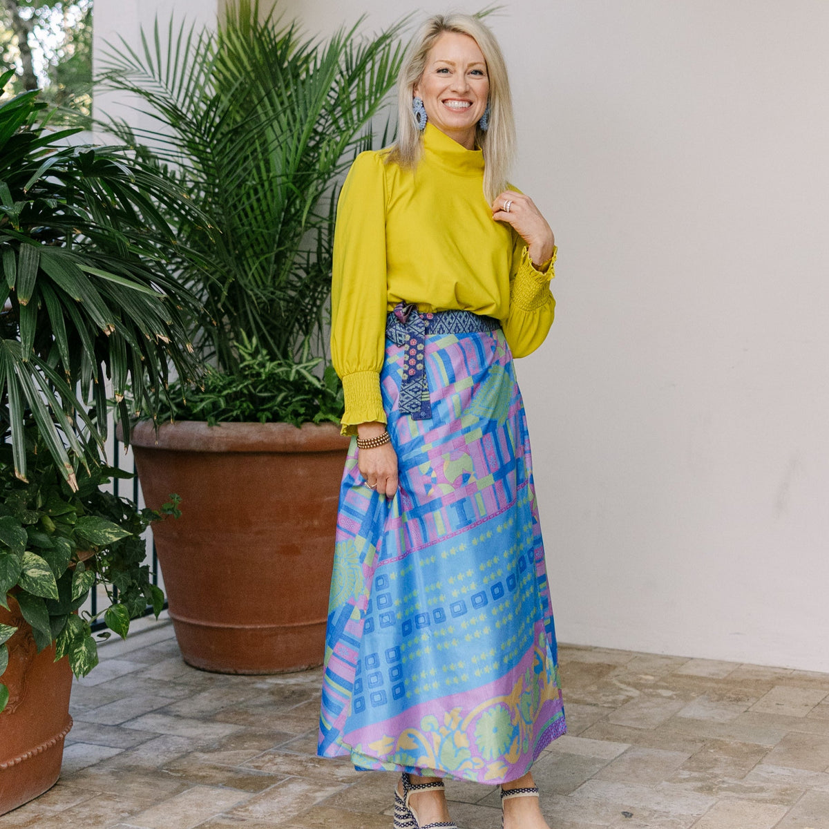 Full Length Reversible Wrap Art Silk Skirt