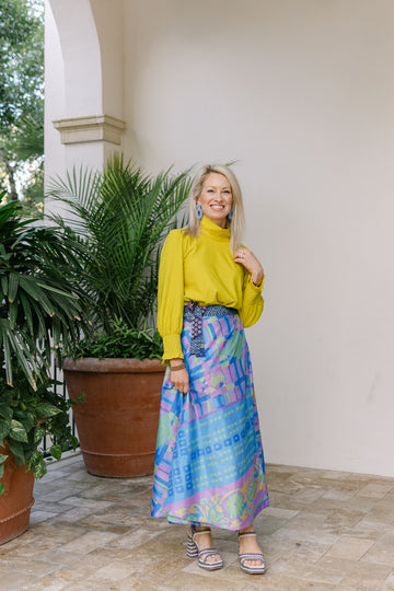 Full Length Reversible Wrap Silk Skirt