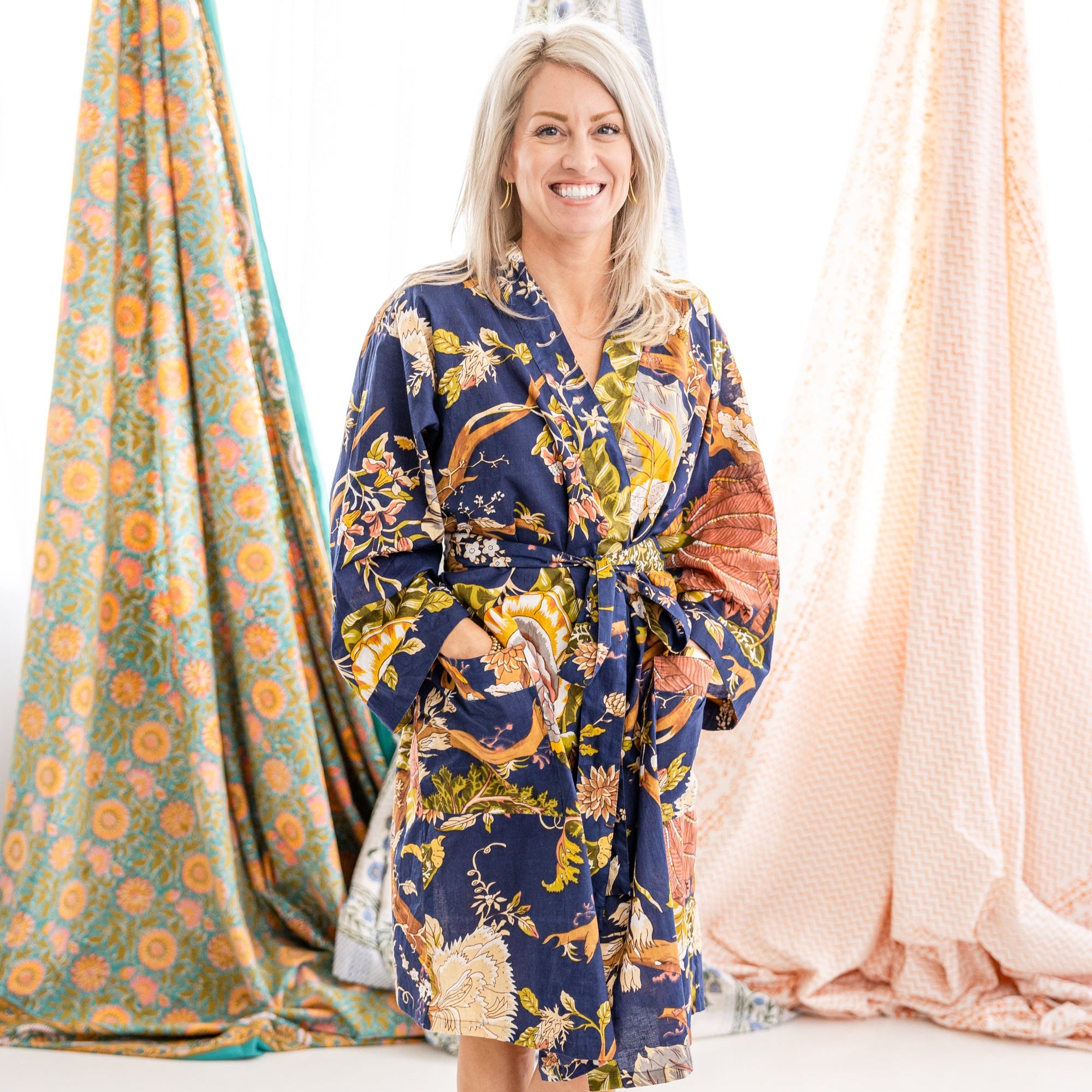 Royal Paradise Cotton Robe Knee Length