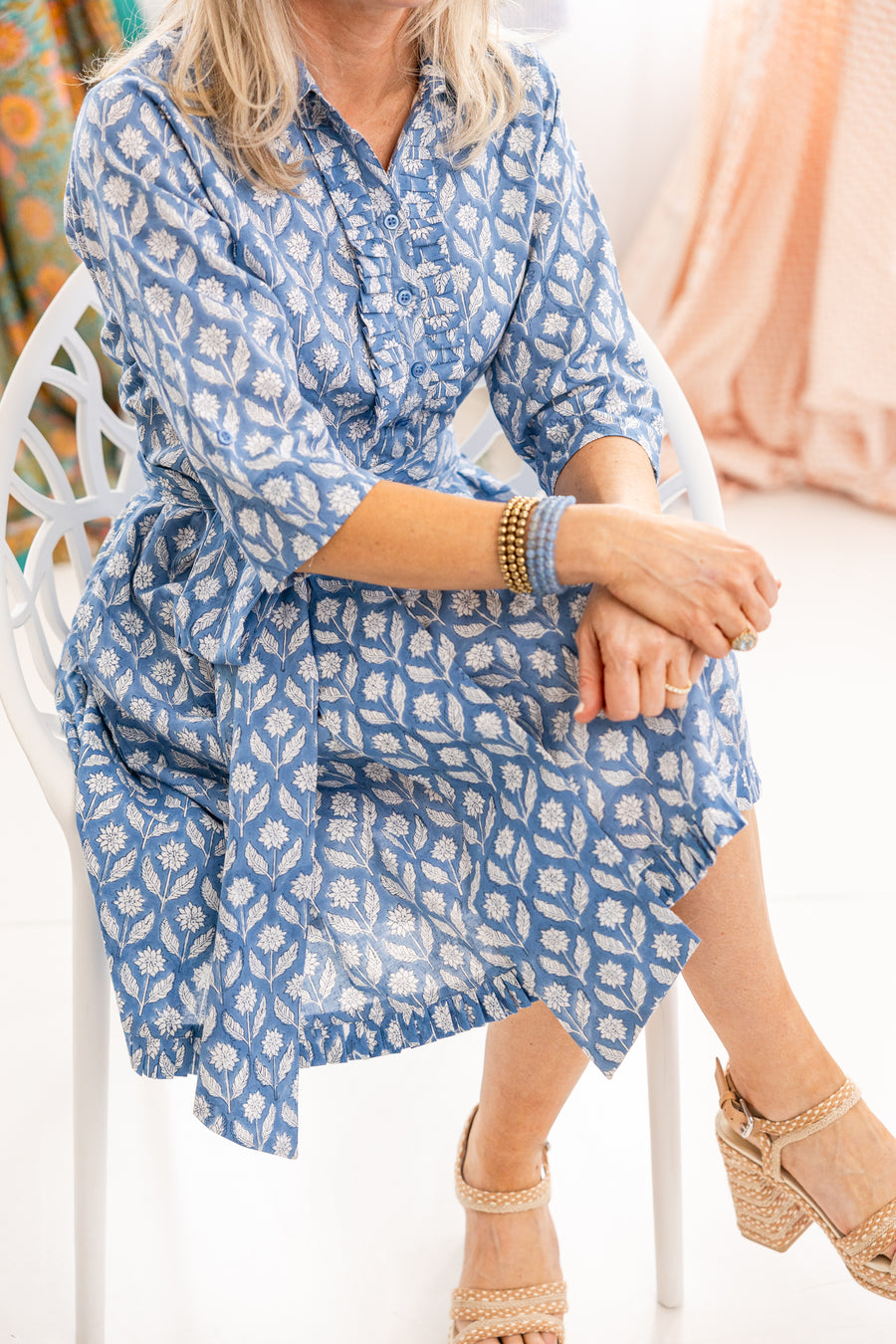 The Blue Astra Block Print Dress