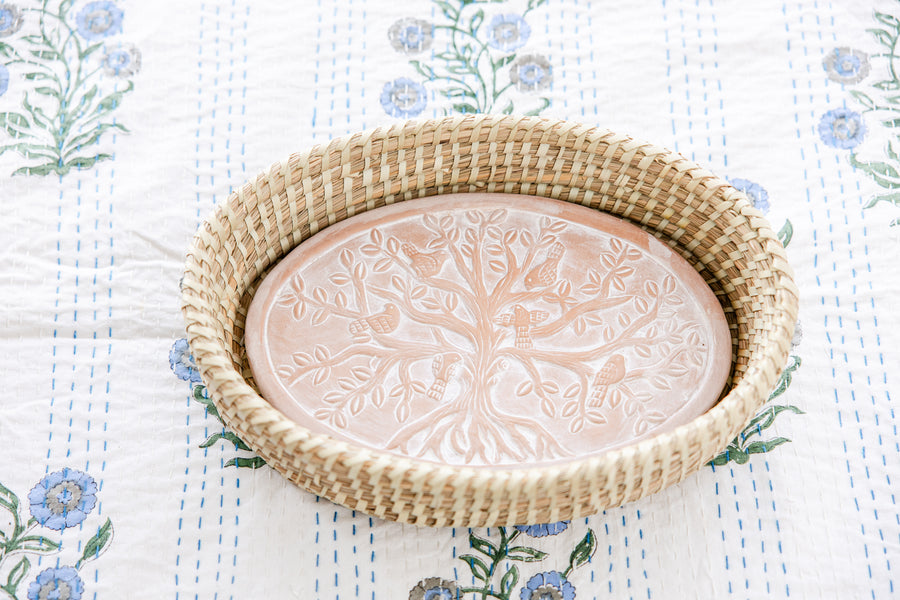 Oval Birds In A Tree Bread Warmer Basket