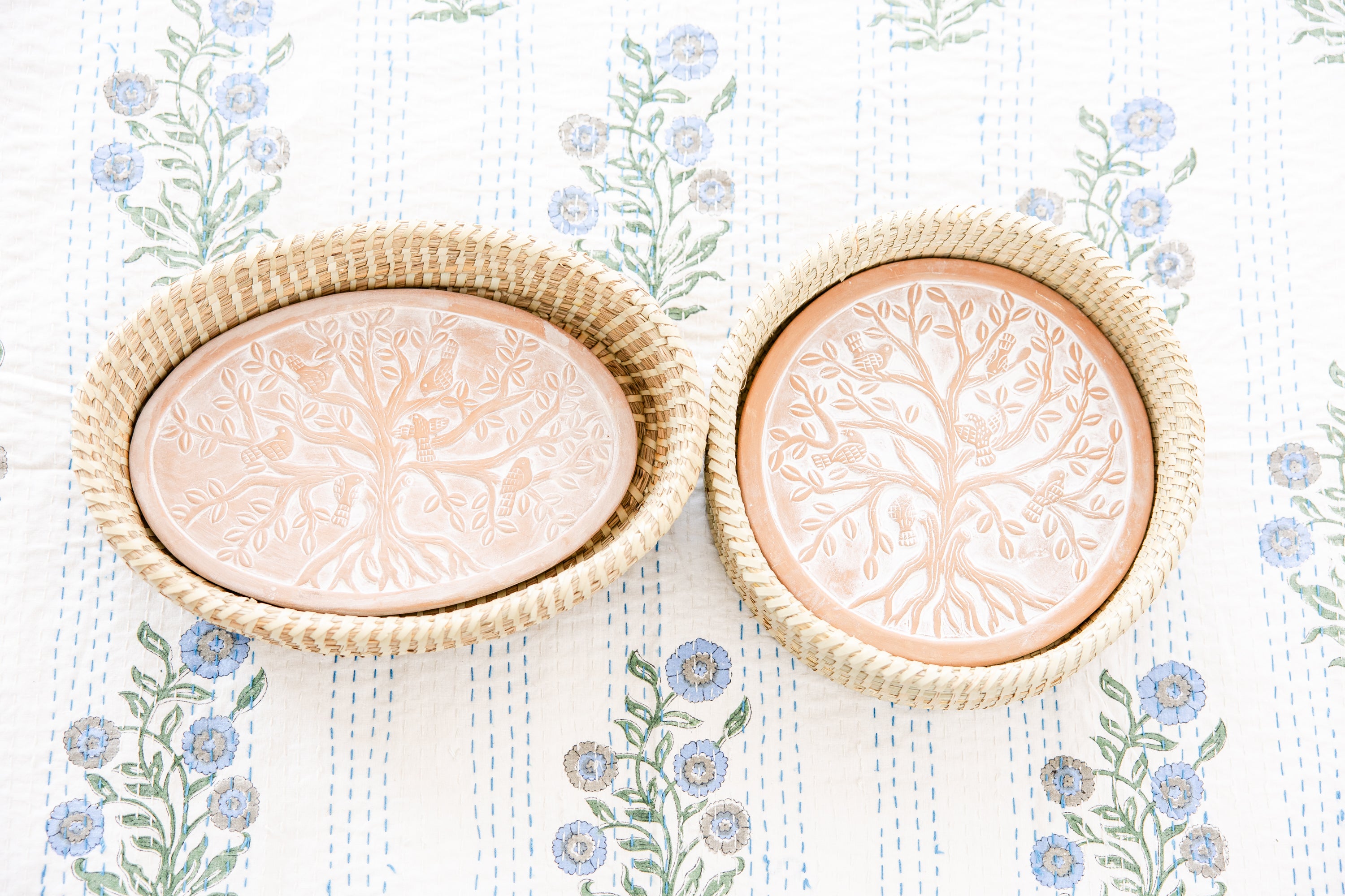 Round Birds In A Tree Bread Warmer Basket