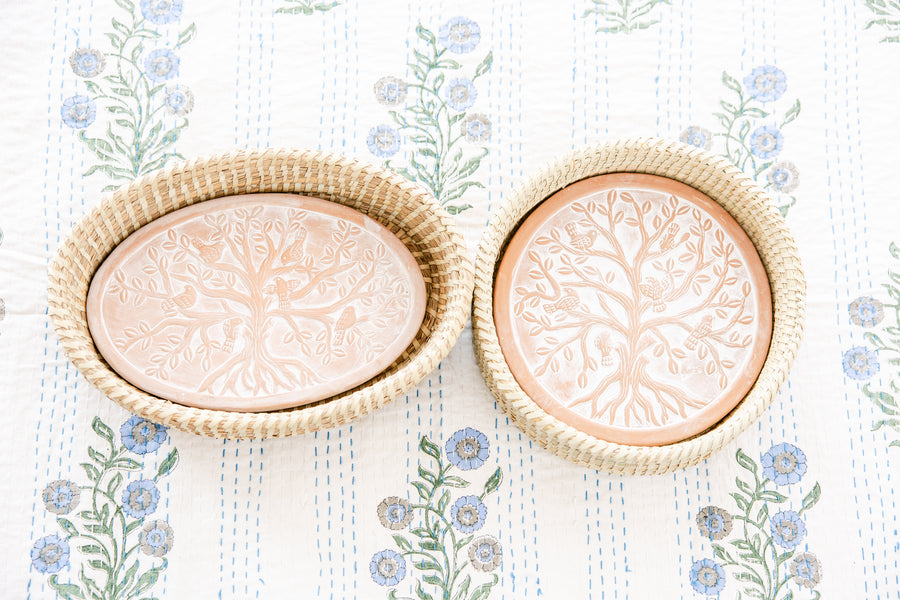 Round Birds In A Tree Bread Warmer Basket