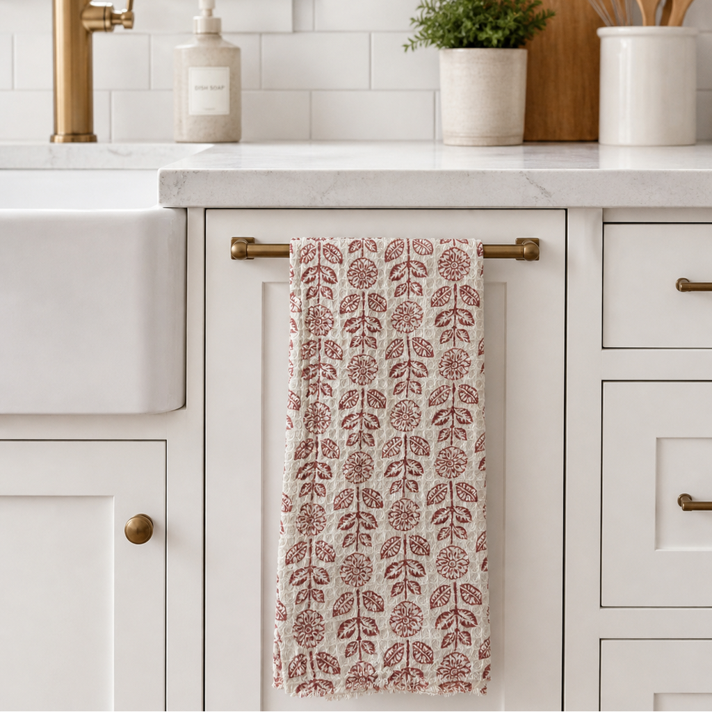 Terracotta Bloom Waffle Towel
