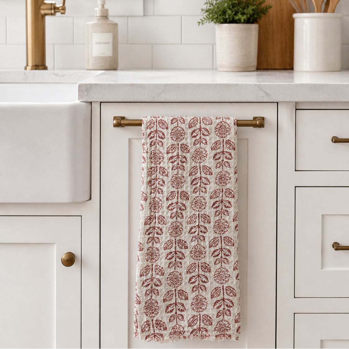 Terracotta Bloom Waffle Towel