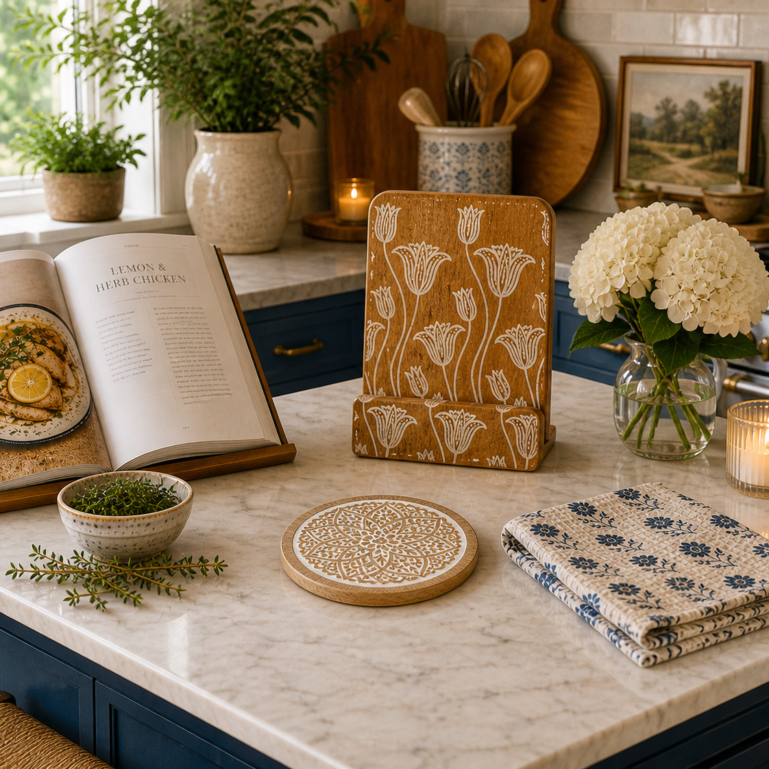 Floral Mandala Whitewash Trivet