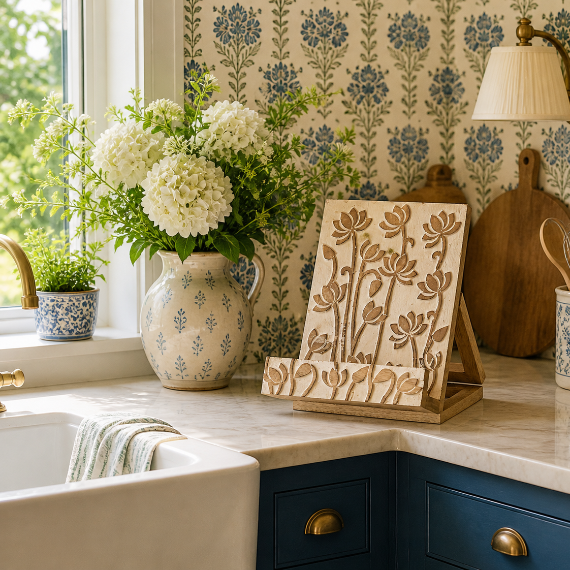 Whitewash Lotus Tablet/Cookbook Holder