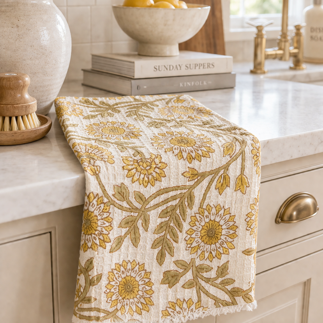 Golden Vine Waffle Towel