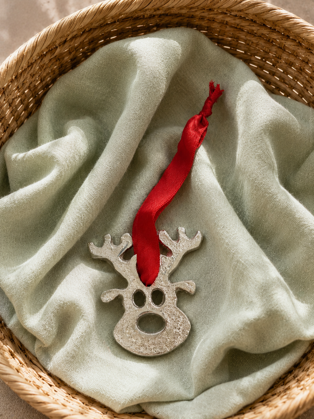 Silver Woodland Reindeer Ornament
