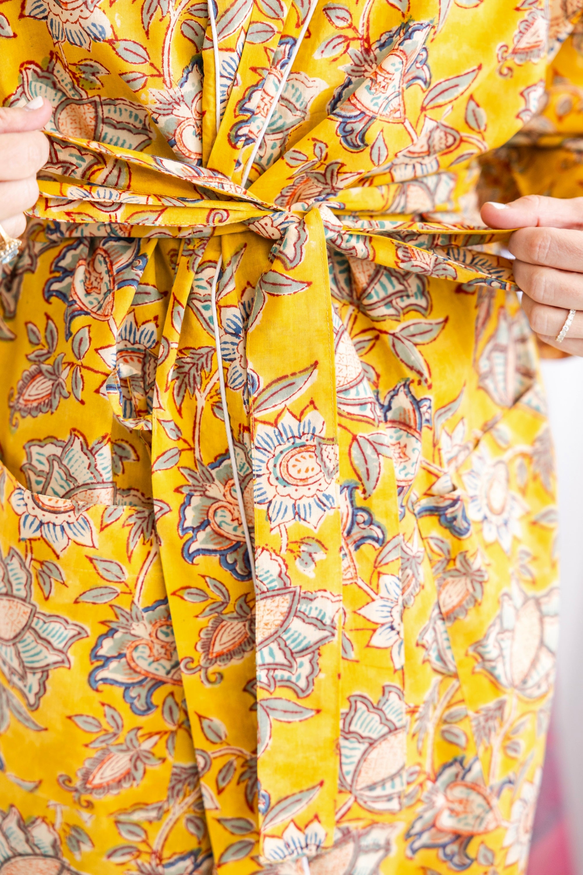 Canary Blooms Block Print Robe