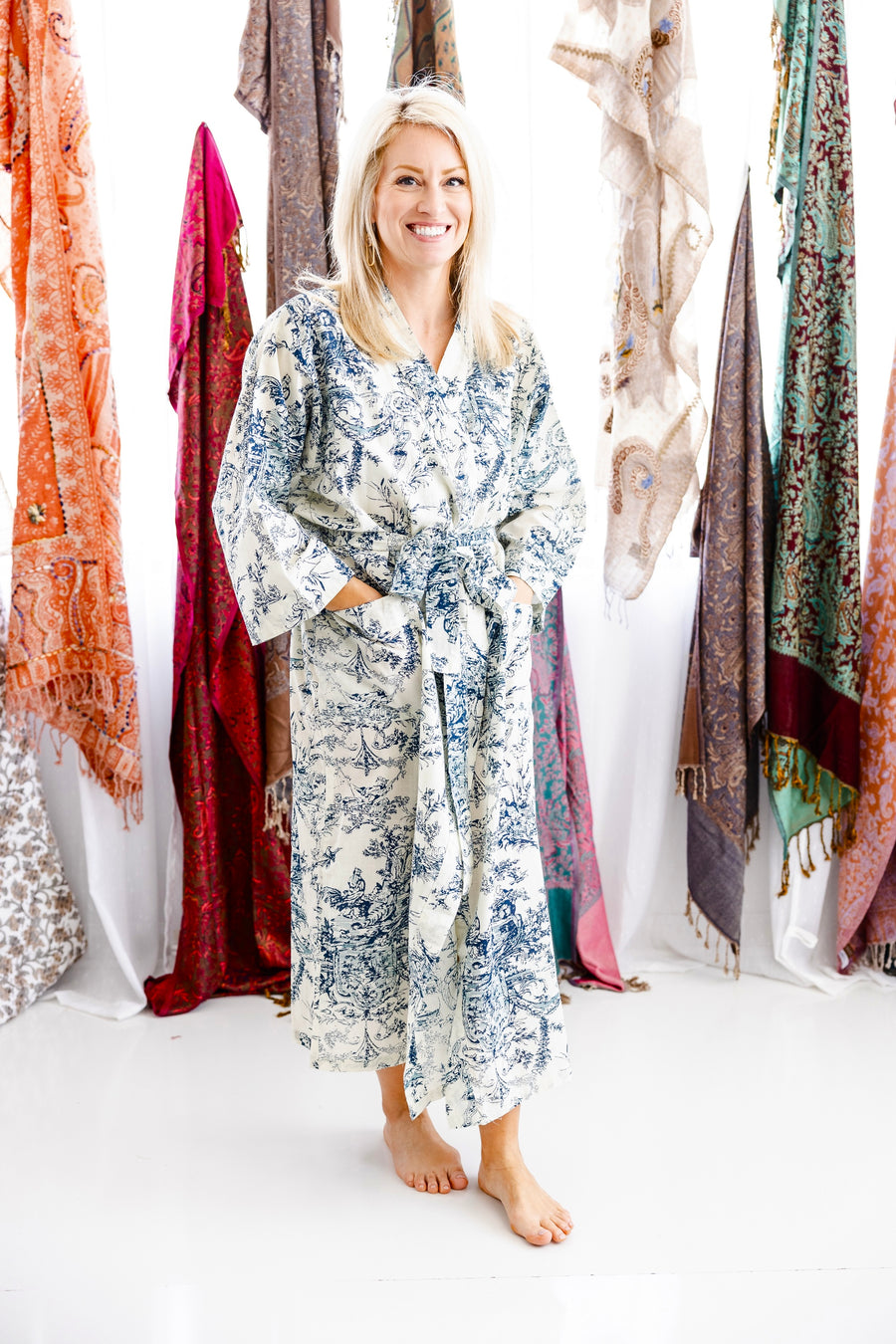 Floral Print Cotton Robe-Full Length