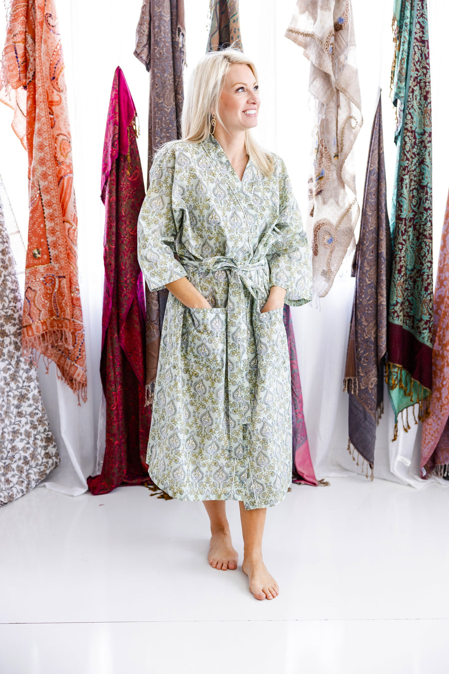 Block Print Trellis Robe
