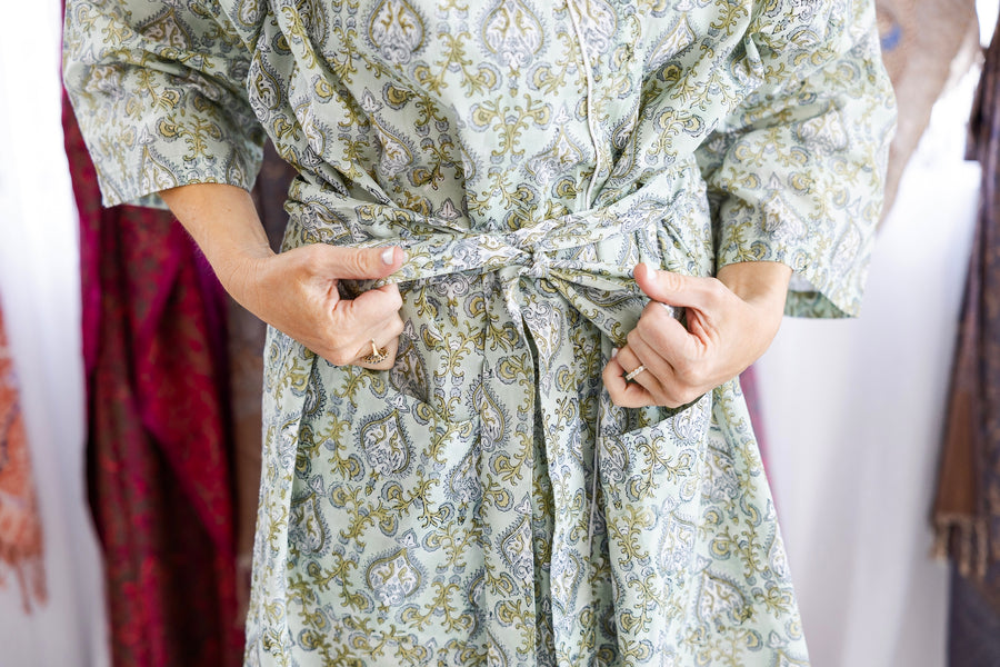 Block Print Trellis Robe