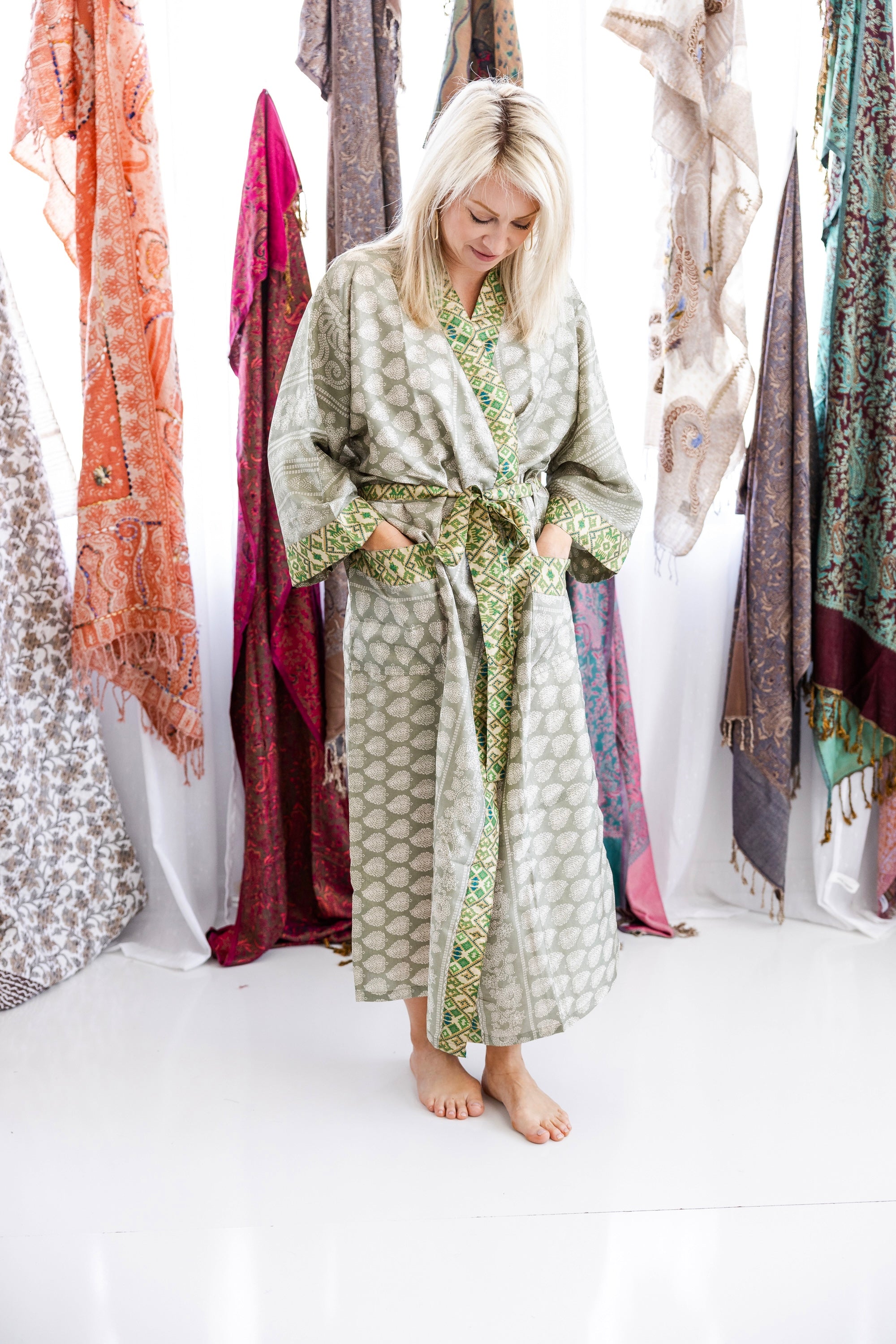 Art Silk Sari Kimono Full Length