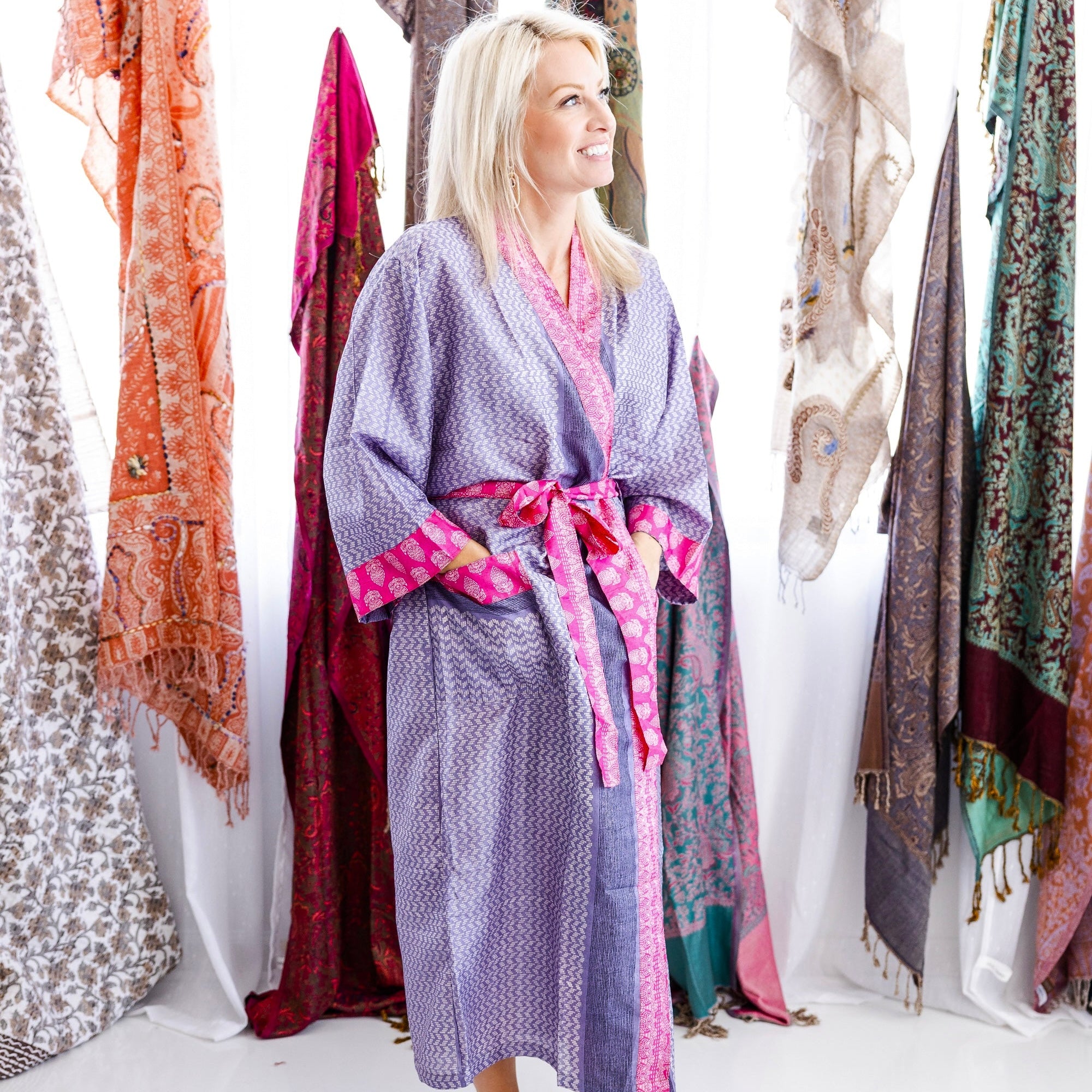 Art Silk Sari Kimono Full Length