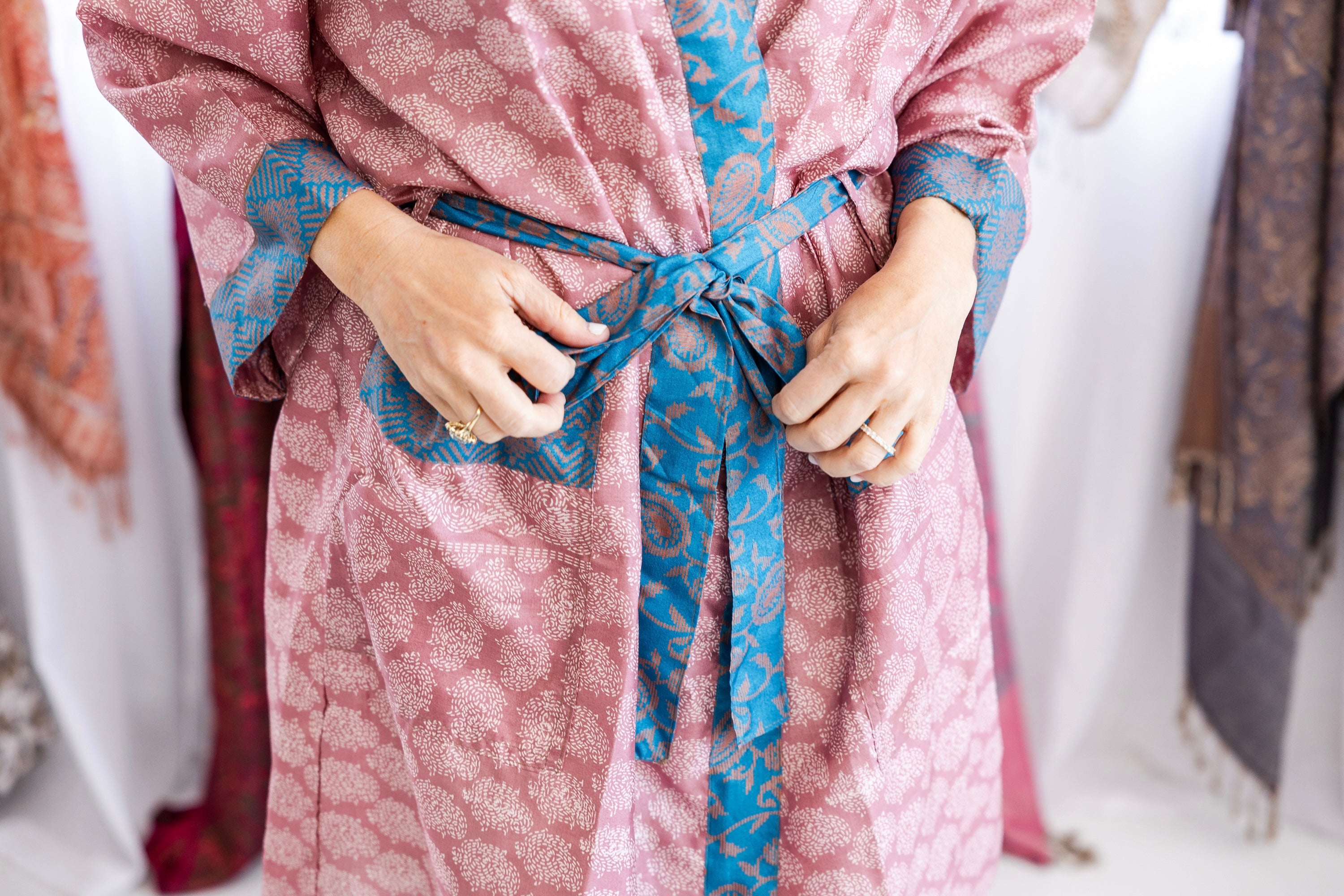 Art Silk Sari Kimono Knee Length