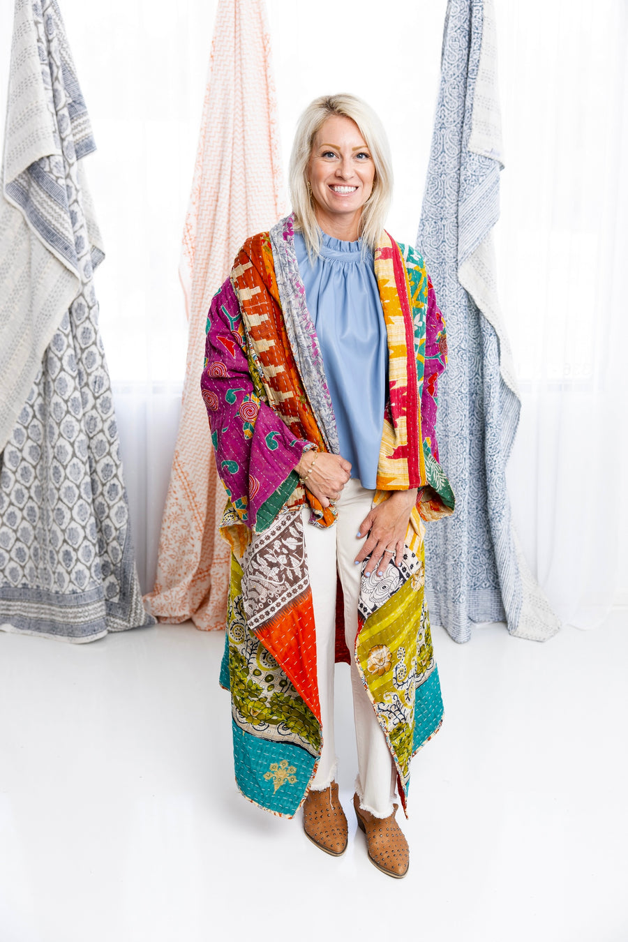 Kaleidoscope Kantha Cape
